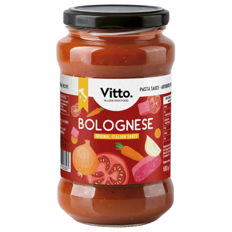 Bolognese original italian sauce – Vitto jar front view 380g