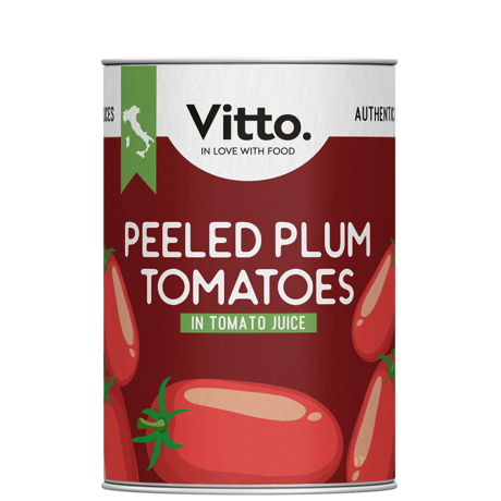 Whole peeled plum tomatoes – Italian canned product for retail
