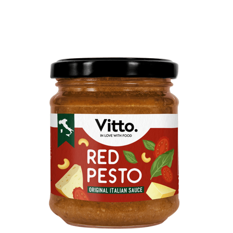 Red Pesto original italian sauce – Vitto jar front view 190g