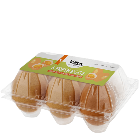 pack of 6 Fresh eggs, medium-sized from free range farming
