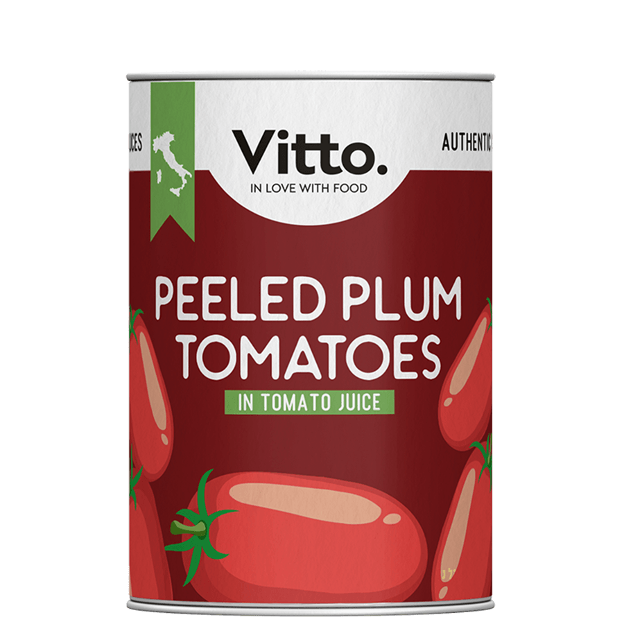 Whole peeled plum tomatoes – Italian canned product for retail